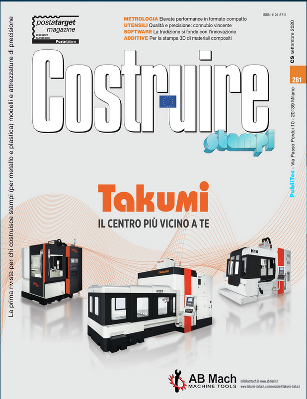 Articolo Takumi presente sulla rivista Costruire Stampi di Settembre 2020.